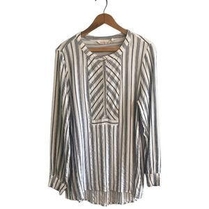 Soft Surroundings Women’s Large blue and white striped top blouse oversized